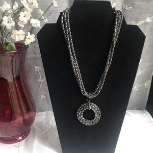 Black Circles Three Chained Necklace